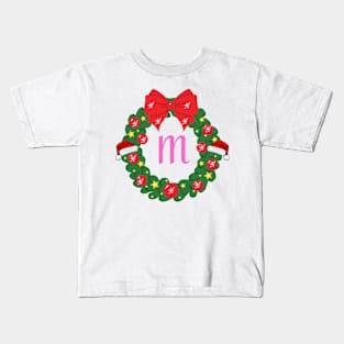 Merry Christmas Monogram Design Kids T-Shirt